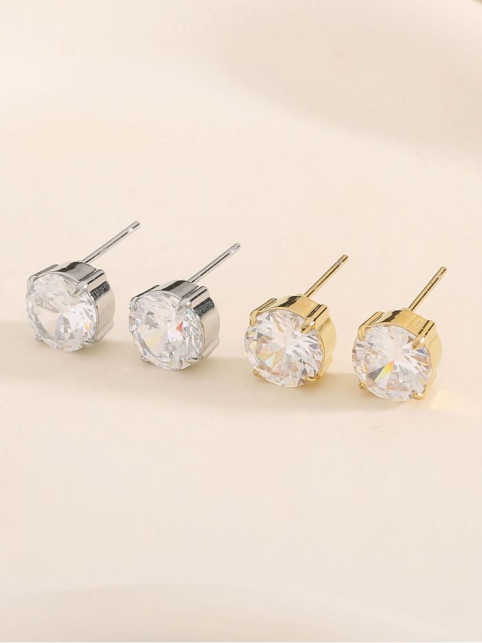 Pendientes redondos con circonitas - Acero inoxidable