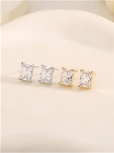 Pendientes rectangulares con circonitas - Acero inoxidable