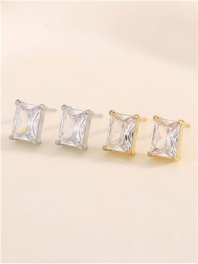 Pendientes rectangulares con circonitas - Acero inoxidable 2