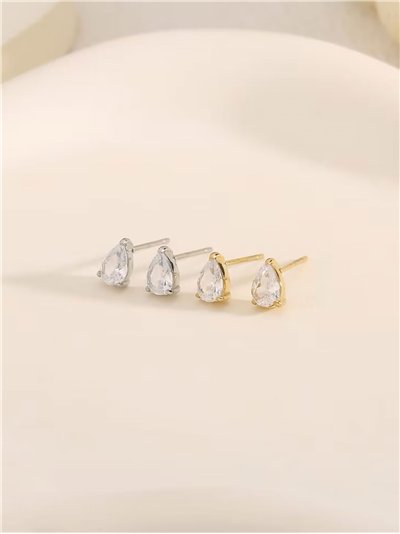 Pendientes lágrima con circonitas - Acero inoxidable