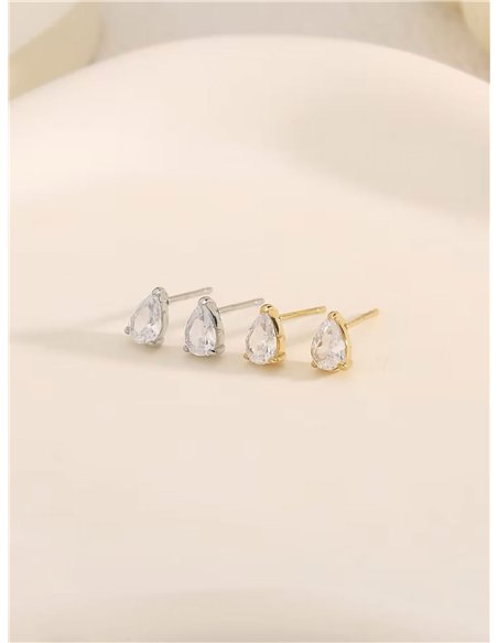Pendientes lágrima con circonitas - Acero inoxidable