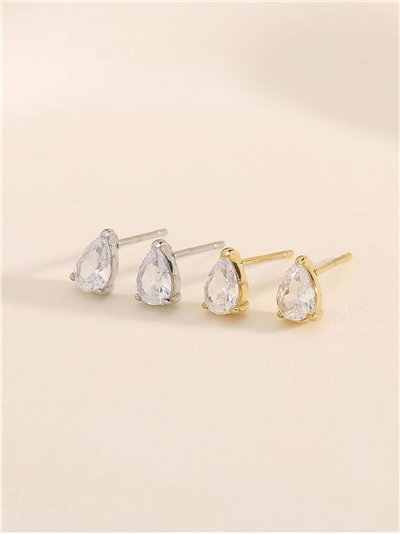 Pendientes lágrima con circonitas - Acero inoxidable 2