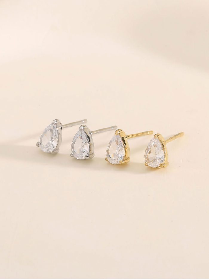 Pendientes lágrima con circonitas - Acero inoxidable