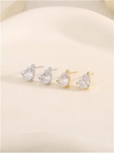 Pendientes lágrima con circonitas - Acero inoxidable