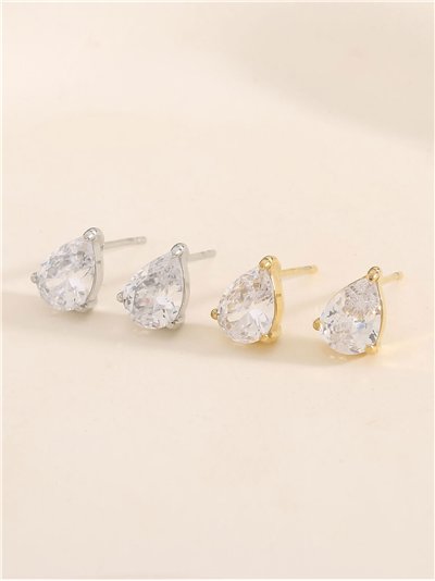 Pendientes lágrima con circonitas - Acero inoxidable 2