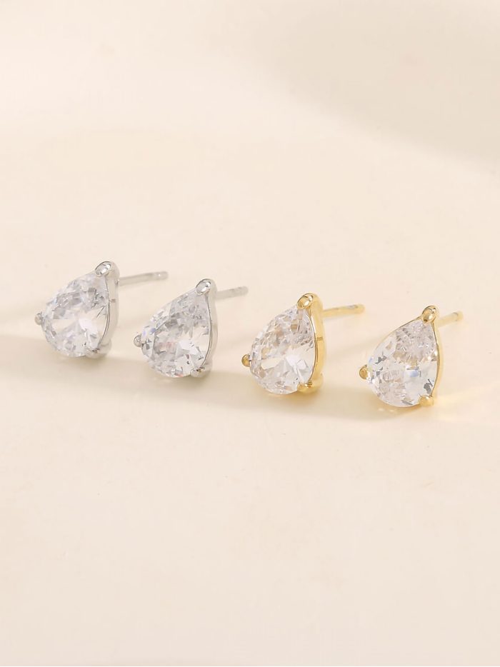 Pendientes lágrima con circonitas - Acero inoxidable