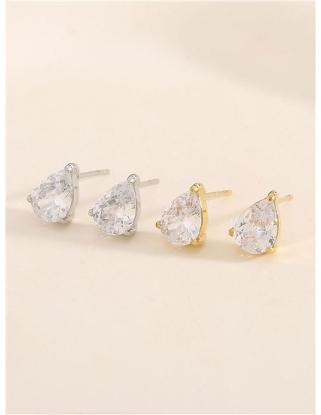 Pendientes lágrima con circonitas - Acero inoxidable