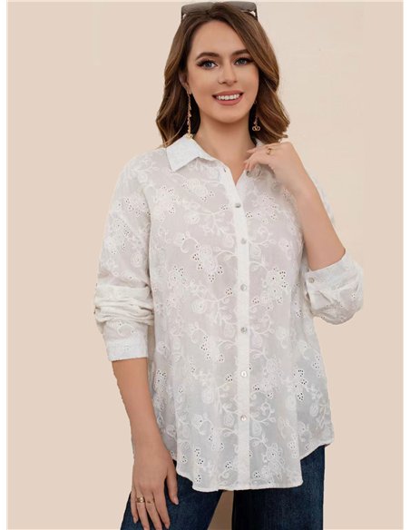 Camisa algodón bordada floral