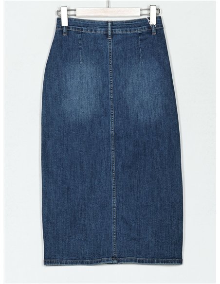 Falda denim midi bolsillos