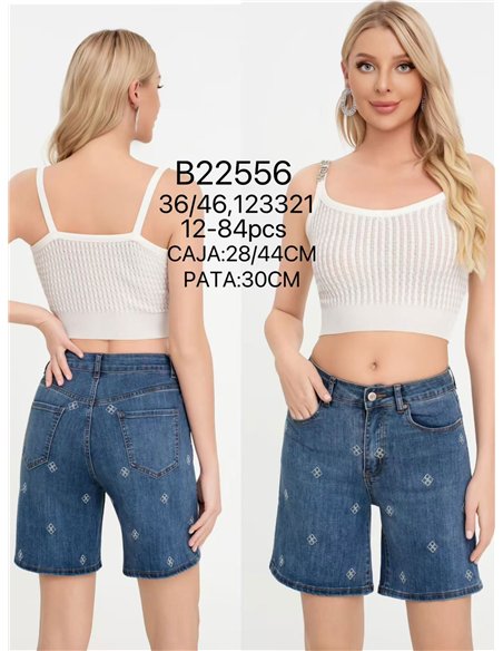 Bermuda denim rombos bordados