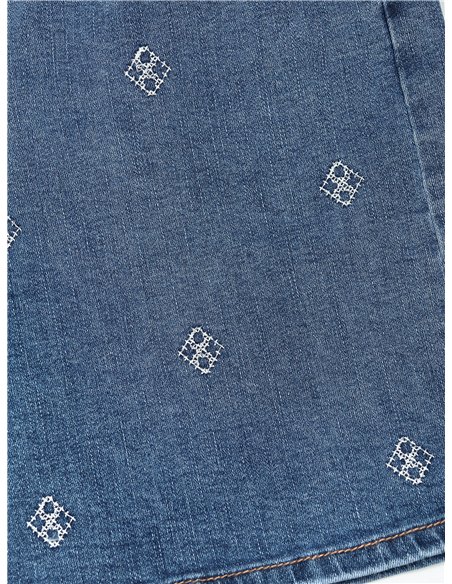 Bermuda denim rombos bordados