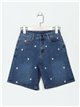 Bermuda denim corazoncitos bordados