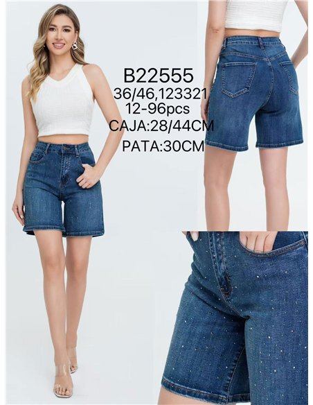 Bermuda denim strass