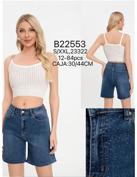 Bermuda denim strass