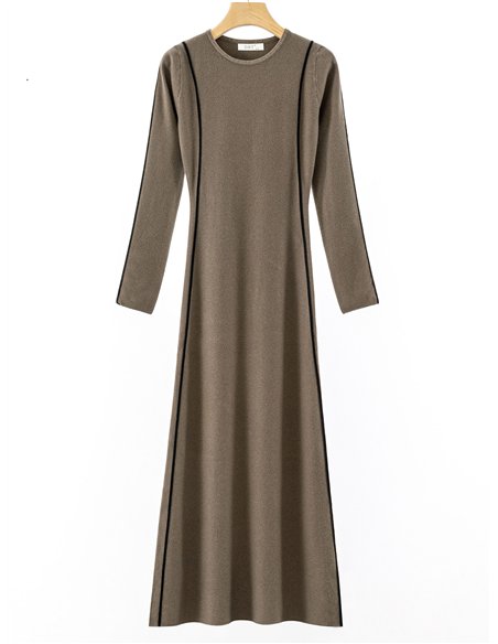 Vestido largo punto contraste