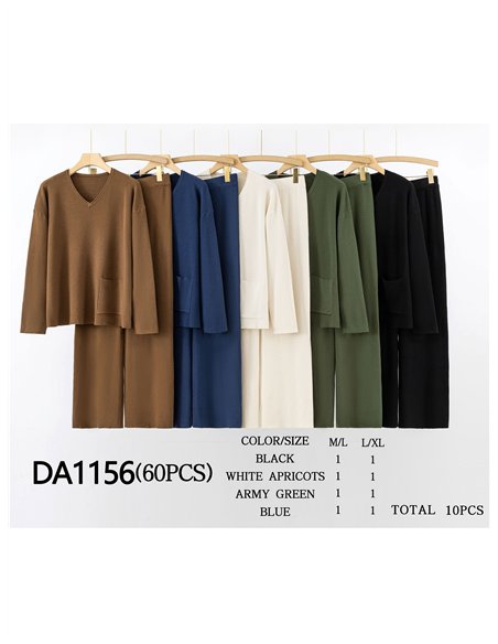 Conjunto Jersey canalé bolsillo + Pantalón