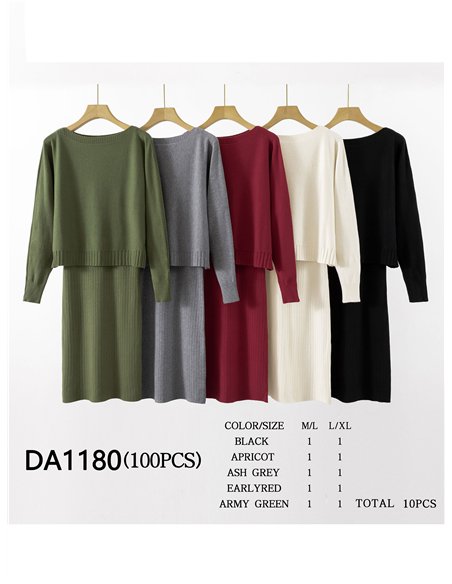 Conjunto Jersey + Vestido largo canalé