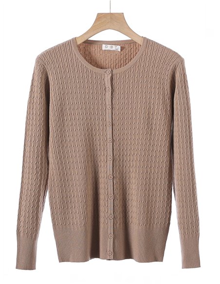 Chaqueta punto estructura trenzas cuello redondo