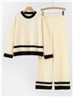 Conjunto Jersey amplio contraste cuello redondo + Pantalón