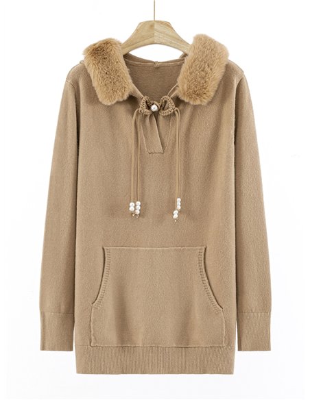 Jersey largo capucha pelo