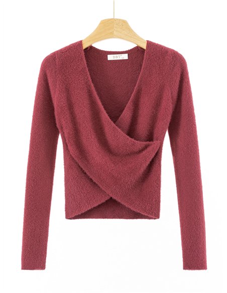 Jersey pelo soft escote cruzado