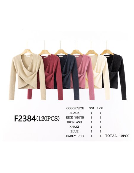 Jersey pelo soft escote cruzado