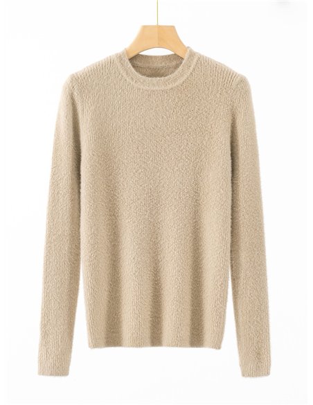 Jersey canalé pelo soft cuello redondo