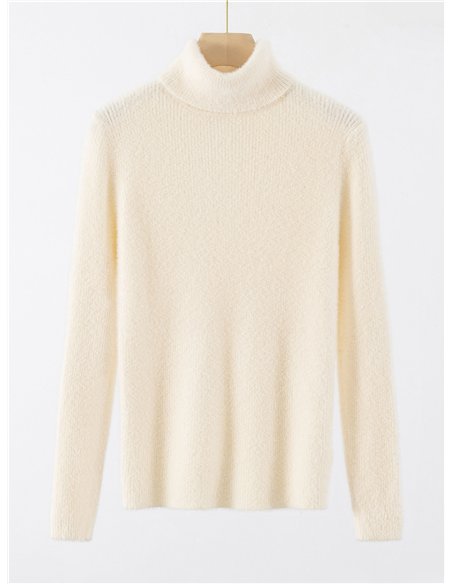 Jersey canalé pelo soft cuello vuelto