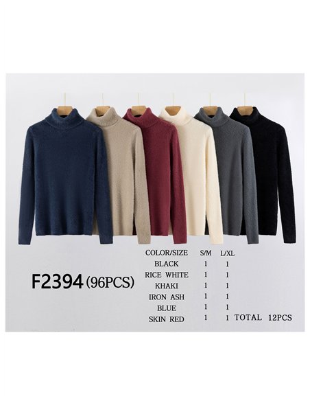 Jersey canalé pelo soft cuello vuelto