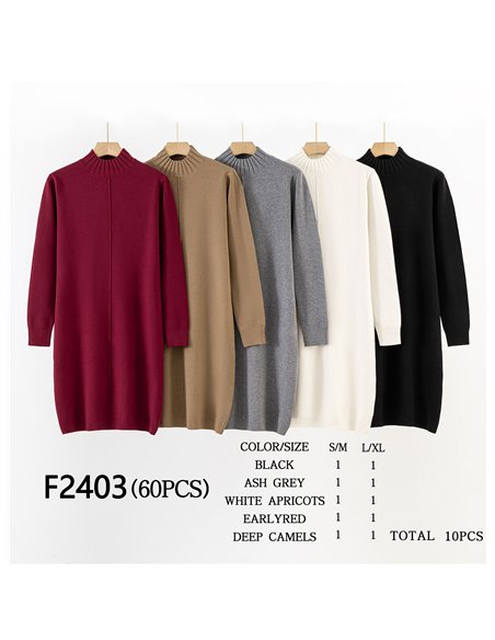 Vestido punto cuello perkins