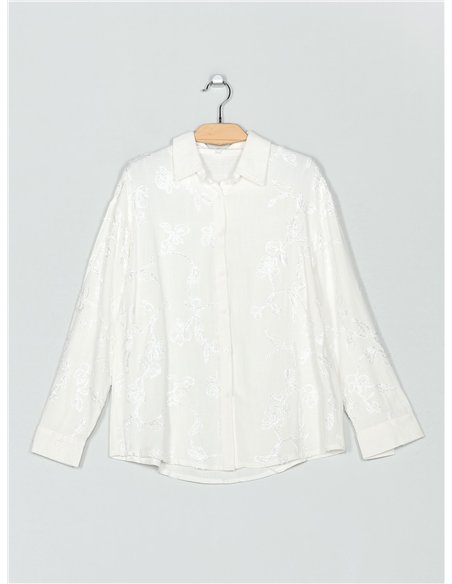 Camisa bordada flores de terciopelo