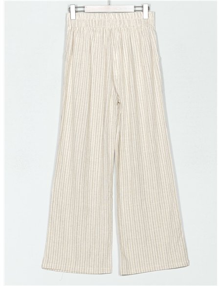 Pantalón recto lino rayas