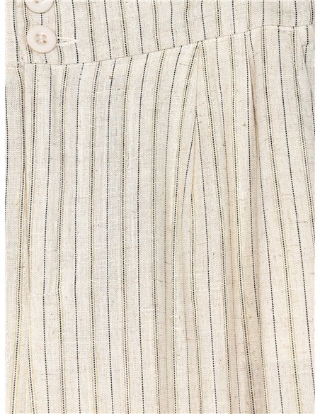 Pantalón recto lino rayas