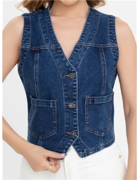 Chaleco denim bolsillos