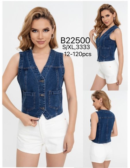 Chaleco denim bolsillos