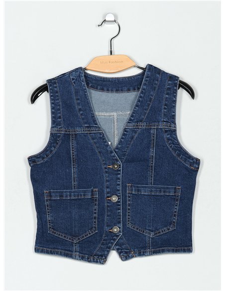 Chaleco denim bolsillos