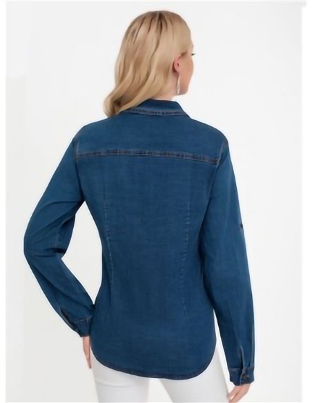 Camisa denim elástica