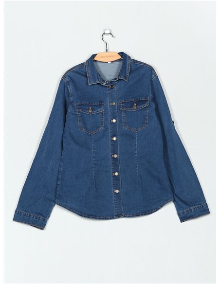 Camisa denim elástica