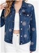Cazadora denim bordada flores