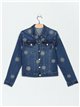 Cazadora denim bordada flores