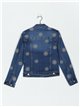 Cazadora denim bordada flores