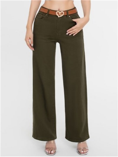 Jeans wide leg cinturón