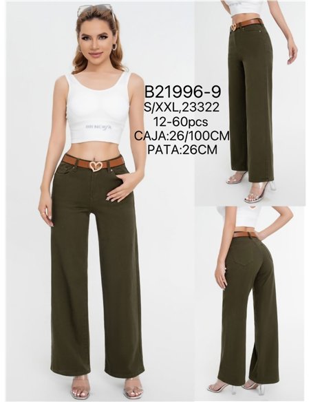 Jeans wide leg cinturón