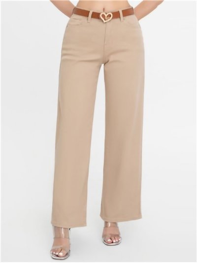 Jeans wide leg cinturón