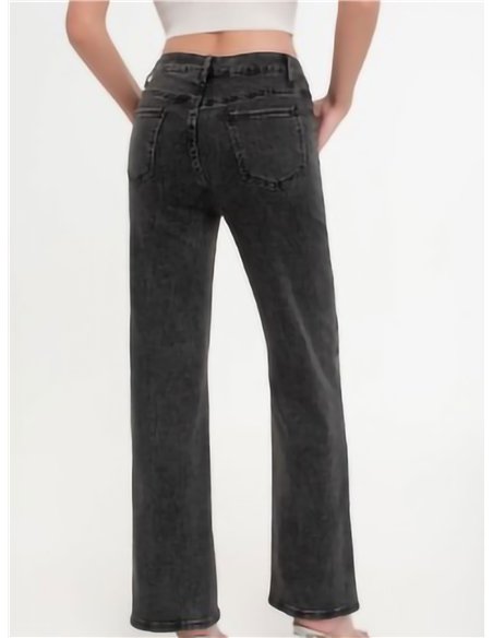 Jeans rectos bordados flores