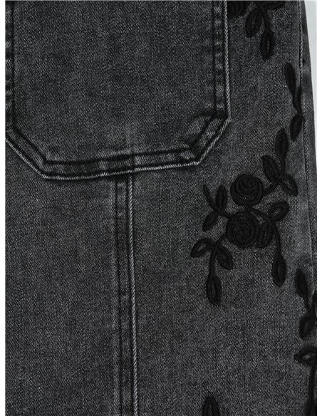 Jeans rectos bordados flores