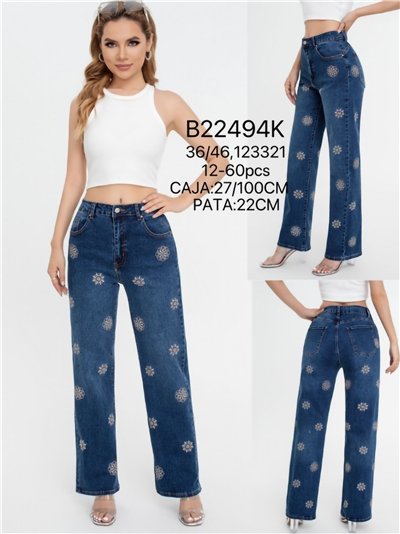 Jeans rectos bordados 2