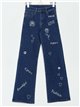 Jeans rectos bordados LOVE