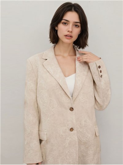 Blazer amplio bordado lino