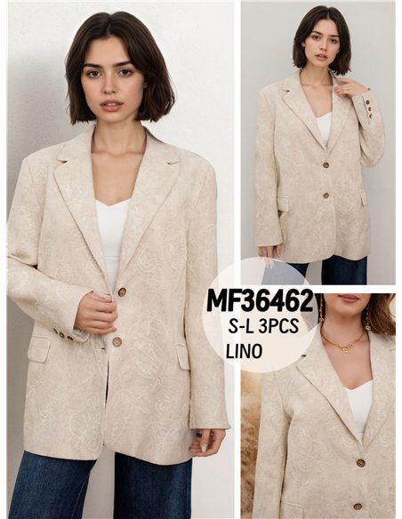 Blazer amplio bordado lino